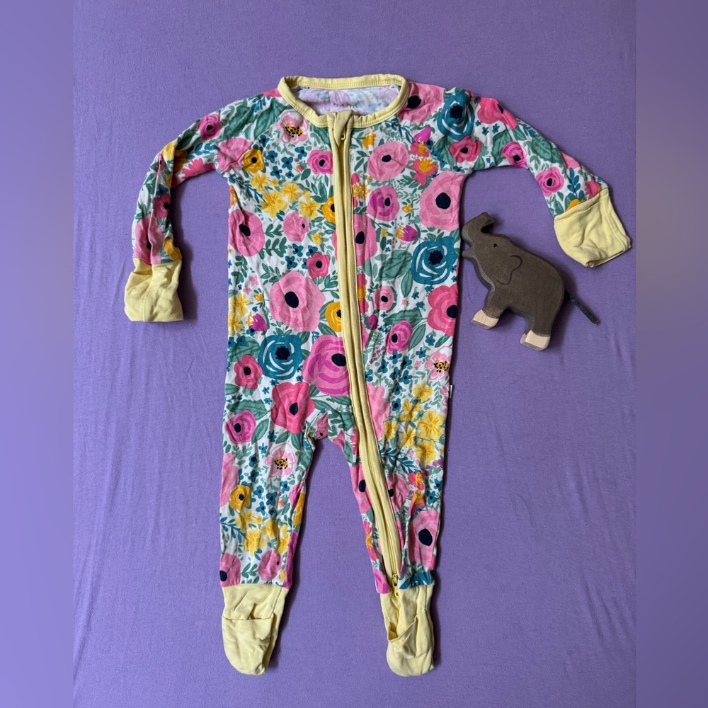 0-3 Month Little Sleepies Secret Garden ORIGINAL Yellow Trim